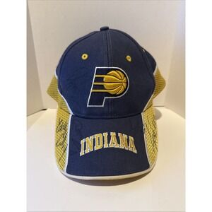 VTG Indiana Pacers Blue/Gold Embroidered Logo Several Unknown Autographs‎ Mesh